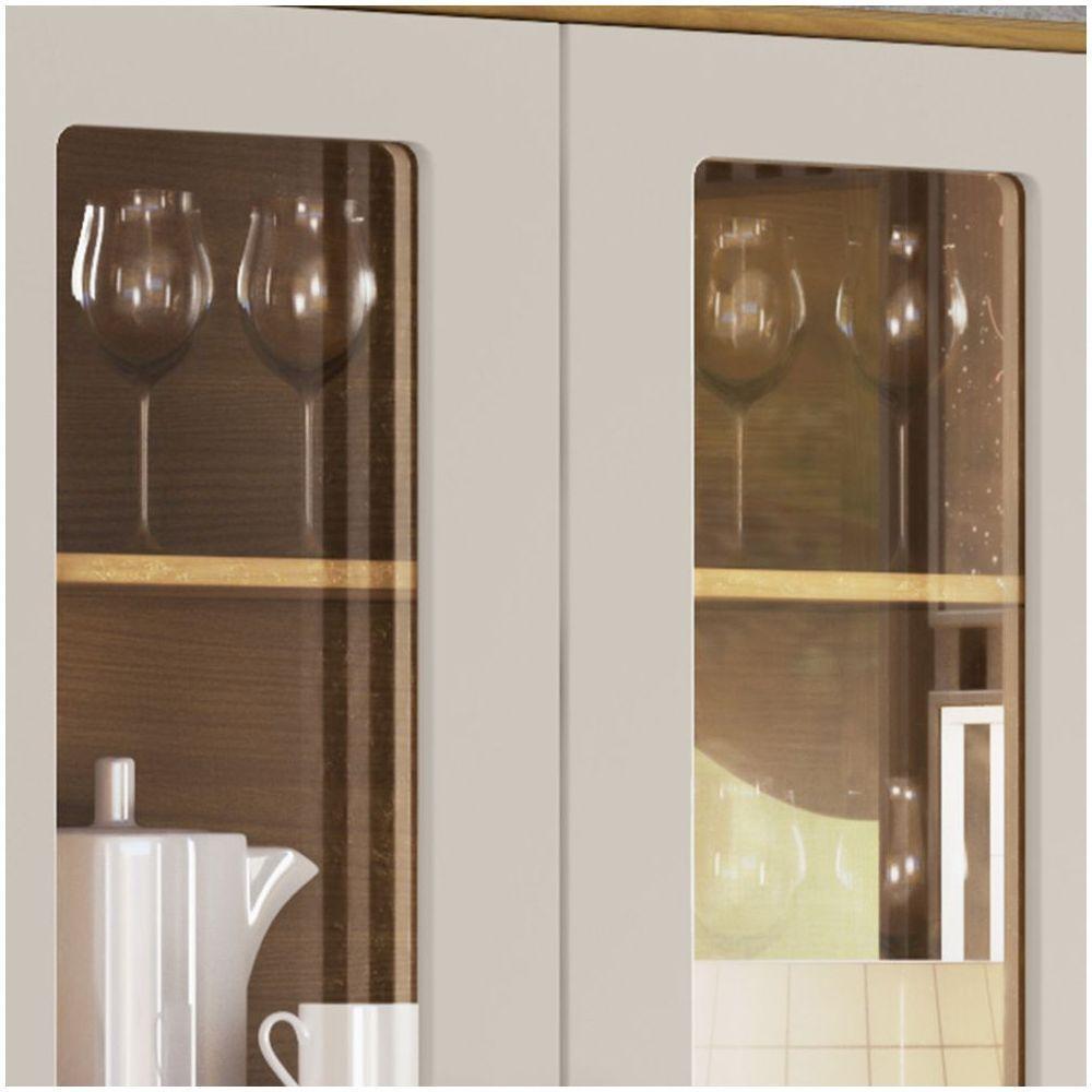 Cristaleira 02 Portas Com Vidro 02 Gavetas Liz Henn Off White Com Nature - 5