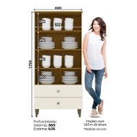 Cristaleira 02 Portas Com Vidro 02 Gavetas Liz Henn Off White Com Nature - 8