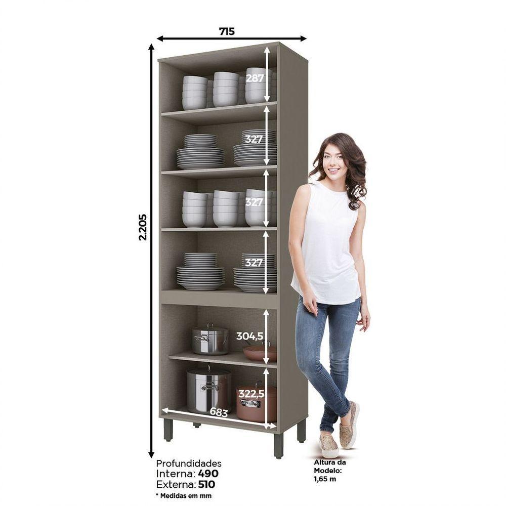 Cristaleira 04 Portas 71,5 Cm Connect Henn Duna Com Cristal - 5