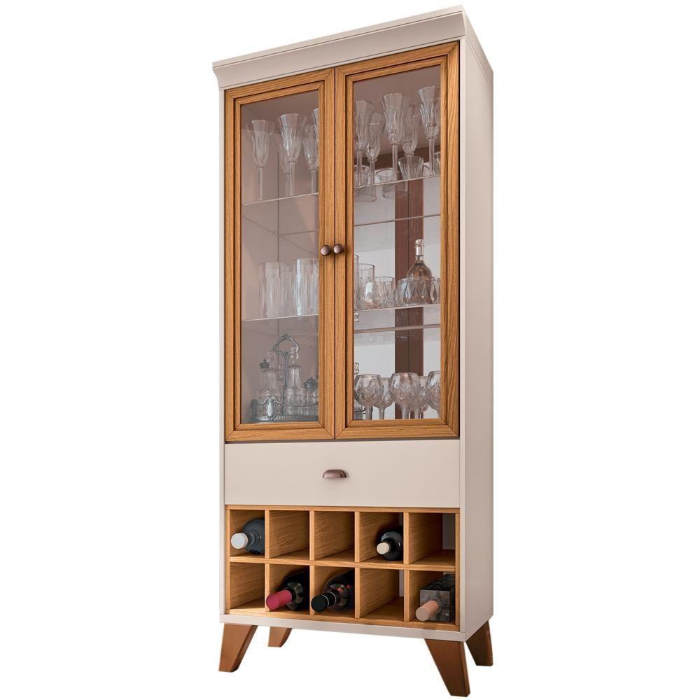 Cristaleira Com Nicho Adega 02 Portas Luma B01 Off White Cinamomo - 1