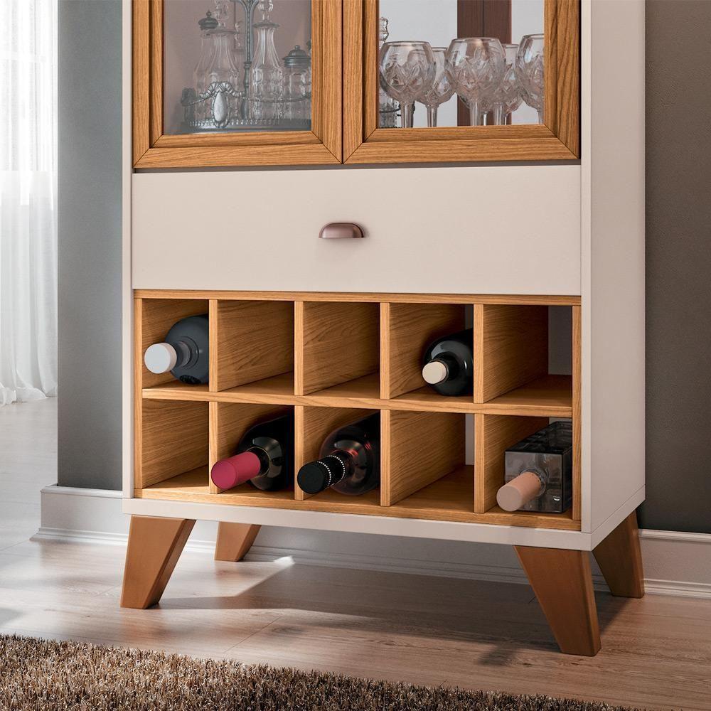 Cristaleira Com Nicho Adega 02 Portas Luma B01 Off White Cinamomo - 6