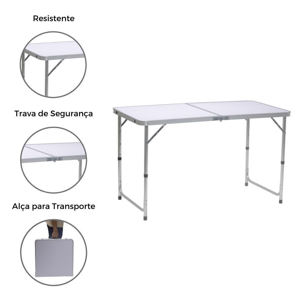 Mesa De Camping Dobrável De Alumínio 120xm X 60cm Branca - 2