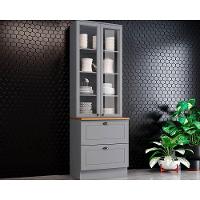 Módulo Cozinha Henn Americana Cristaleira C- 2 Portas (2 C-vidro) C- 2 Gavetas 71,5cm Cinza-nature - 1