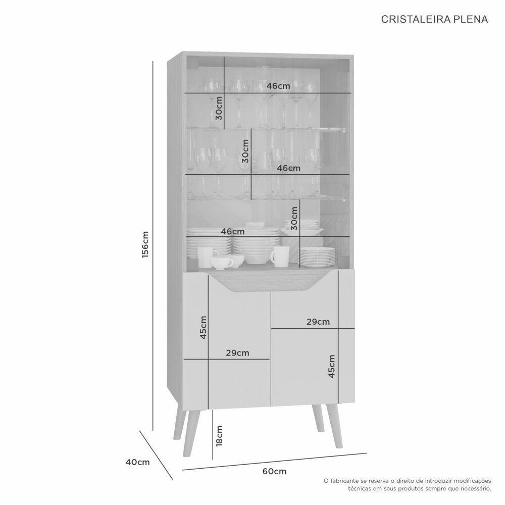 Cristaleira 4 Portas Plena Candian Jcm Movelaria Cinamomo/Off White - 3