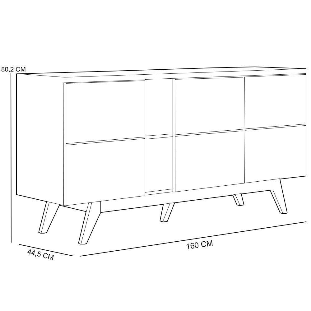 Kit Para Sala De Jantar Buffet íris Com Cristaleira Martin C04 Off White Matte Freijó - Lyam - 8