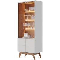 Kit Para Sala De Jantar Buffet íris Com Cristaleira Martin C04 Off White Matte Freijó - Lyam - 2