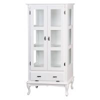 Cristaleira Alta com 2 Portas de Vidro 1 Gaveta Branca - 1