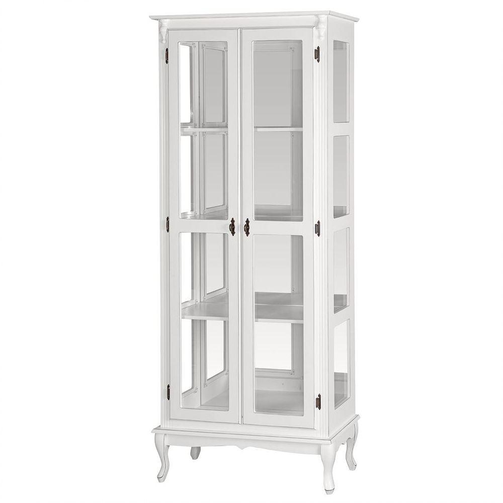 Cristaleira Luiz Xv Espelhada Com 3 Prateleiras 1087e Laca Branca - 1