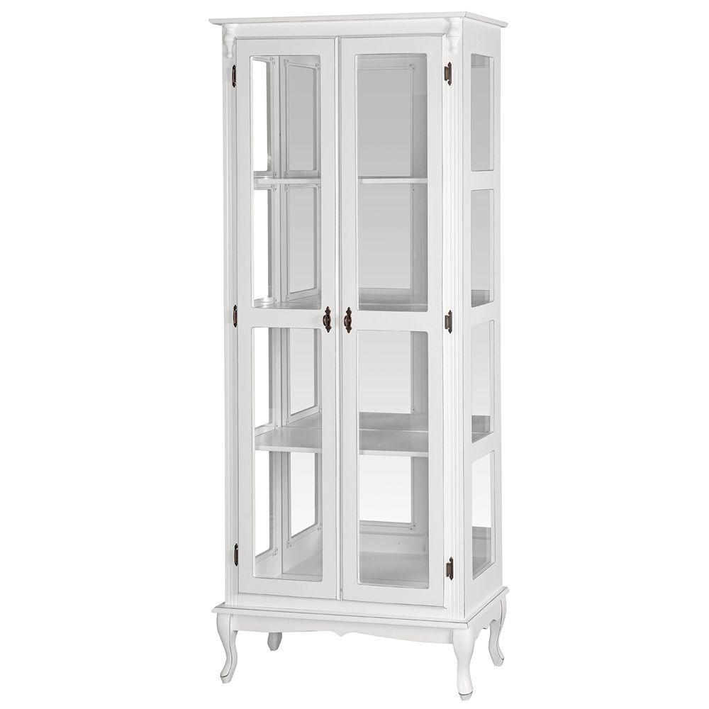 Cristaleira Luiz Xv Espelhada Com 3 Prateleiras 1087e Cera Clara - 1