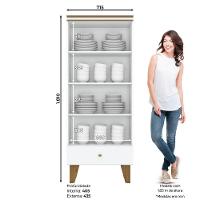 Cristaleira 02 Portas 01 Gaveta Branco Com Nature - 7