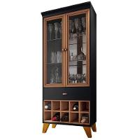 Cristaleira Com Nicho Adega 02 Portas Luma B01 Preto Nature - 1