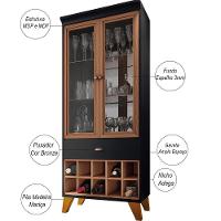 Cristaleira Com Nicho Adega 02 Portas Luma B01 Preto Nature