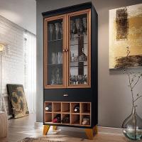 Cristaleira Com Nicho Adega 02 Portas Luma B01 Preto Nature - 5