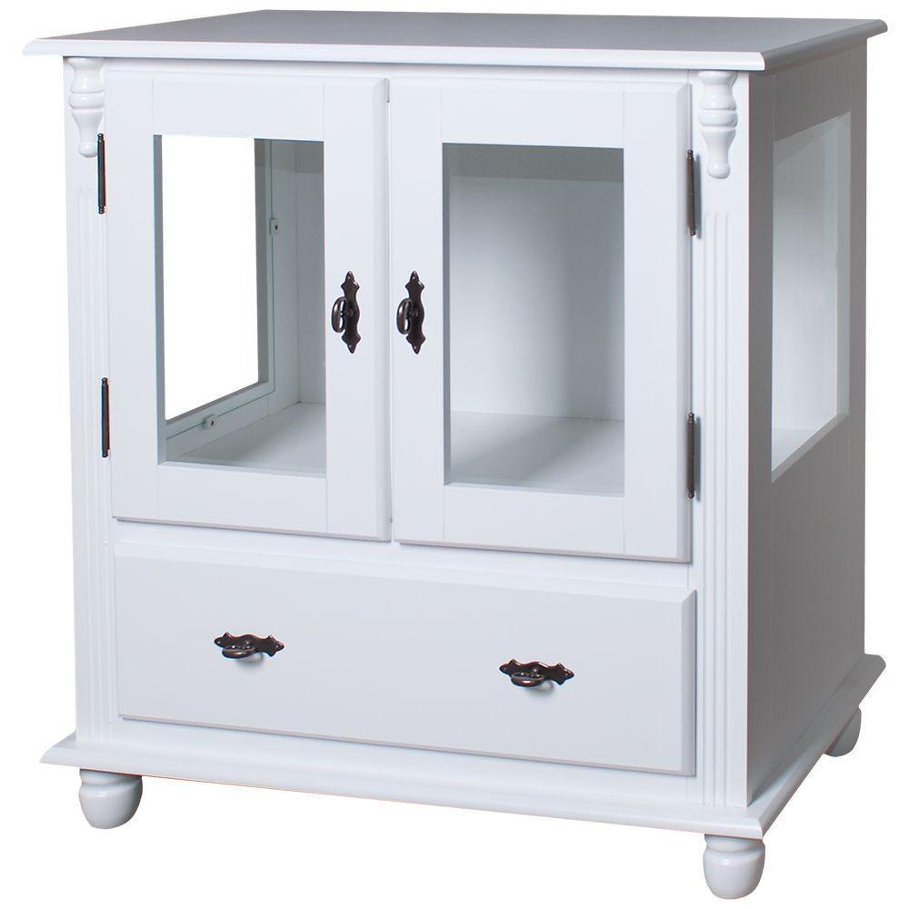 Cristaleira Baixa Lateral 2 Portas de Vidro 1 Gaveta Imbuia - 1