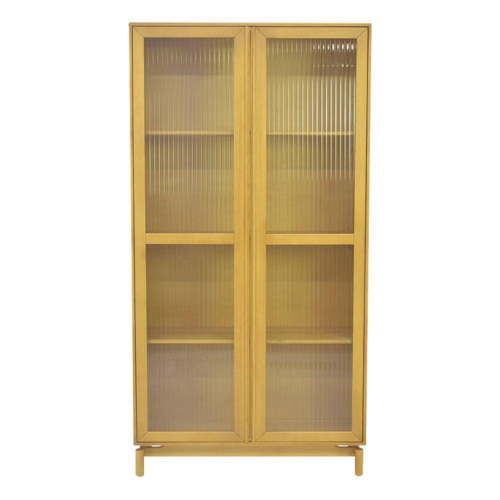 Cristaleira Sala De Jantar 02 Portas De Vidro Zelda Natural/oregon - 1