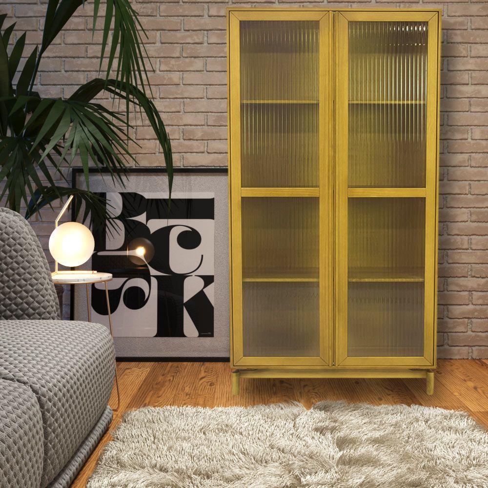 Cristaleira Sala De Jantar 02 Portas De Vidro Zelda Natural/oregon - 4