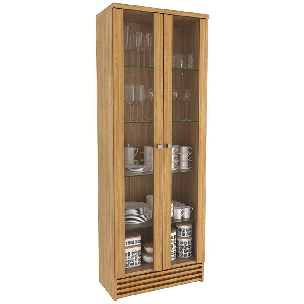 Cristaleira 2 Portas E 5 Prateleiras De Vidro Cr602 Natural - 1