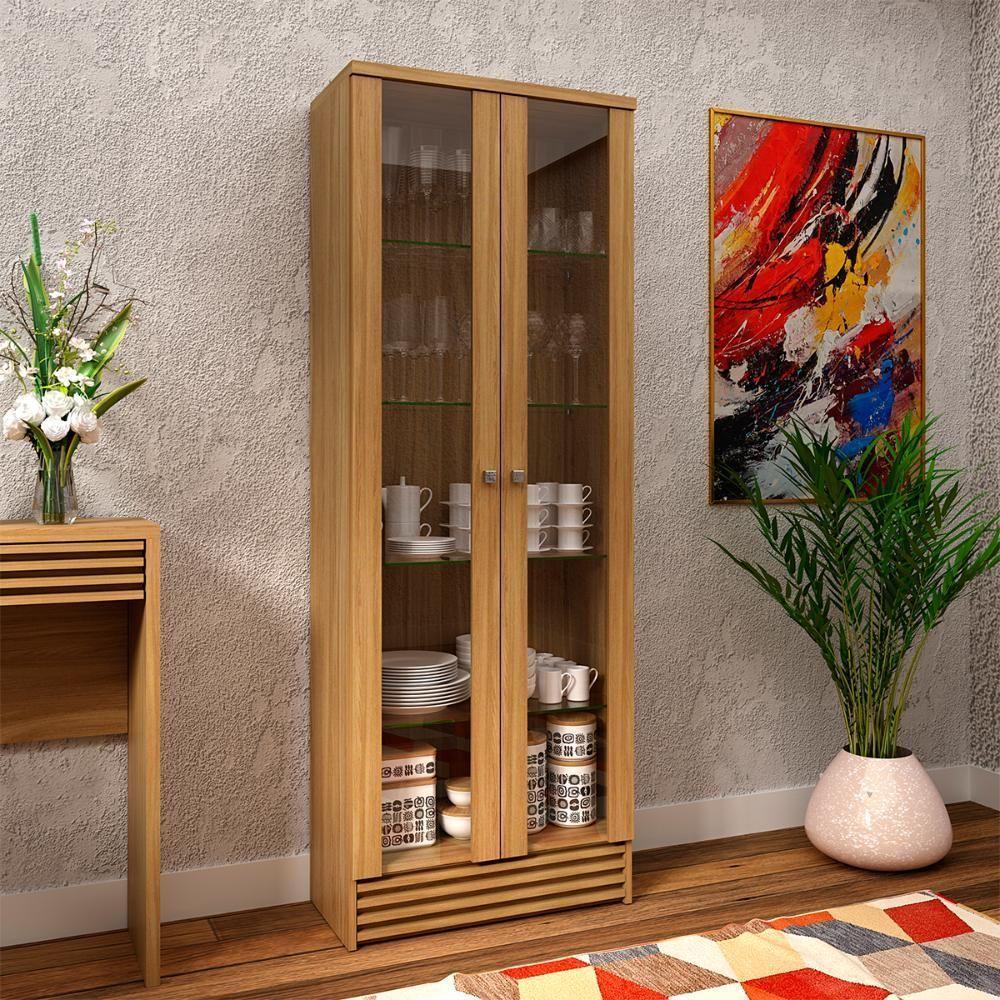 Cristaleira 2 Portas E 5 Prateleiras De Vidro Cr602 Natural - 4