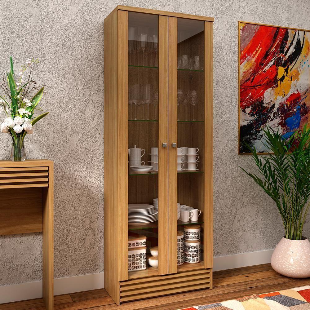 Cristaleira 2 Portas E 5 Prateleiras De Vidro Cr602 Natural - 9