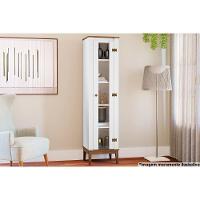 Cristaleira Sala Jantar MB 1017 1 Porta Freijo/Branco - Movelbento - 1