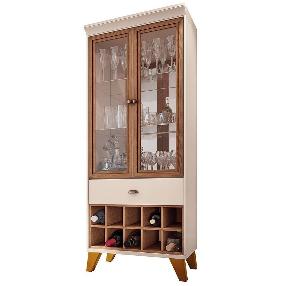 Cristaleira Com Nicho Adega 2 Portas Luma Off White Nature - 1