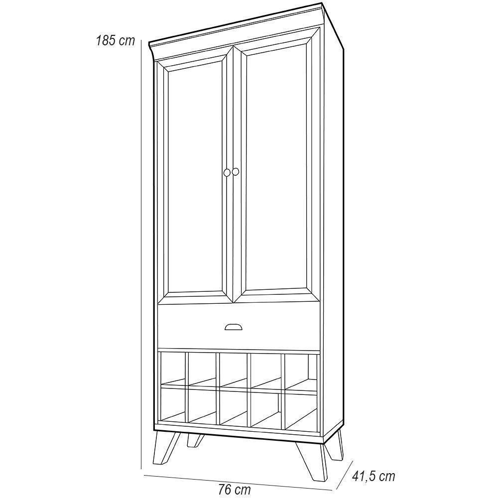 Cristaleira Com Nicho Adega 2 Portas Luma Off White Nature - 2