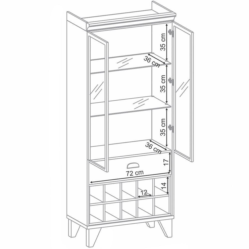Cristaleira Com Nicho Adega 2 Portas Luma Off White Nature - 3
