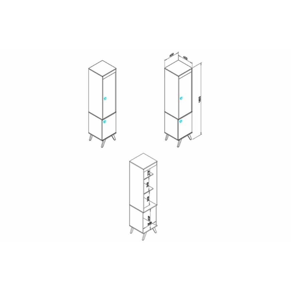 Cristaleira Sala Jantar RT3105 c/ 1 Porta e 1 Gaveta Rustico - Movelbento - 3