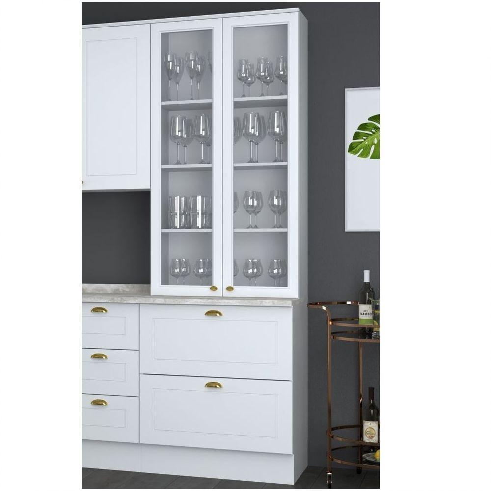 Cristaleira 02 Portas 02 Gavetas Nova York Henn Branco Hp - 1