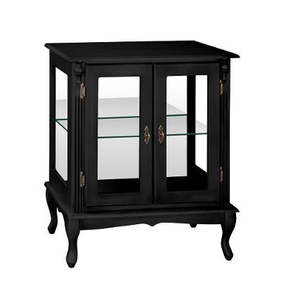 Vitrine Baixa Antique Com 1 Prateleira De Vidro Preta