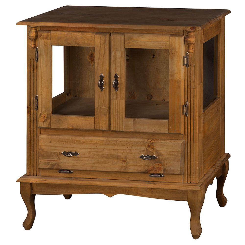 Cristaleira Antique 2 Portas de Vidro 1 Gaveta Imbuia Verniz - 1