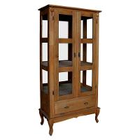 Cristaleira Alta 2 Portas de Vidro e 1 Gaveta Imbuia Verniz - 1