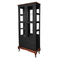 Cristaleira Espelho 2 Portas 3 Prateleiras de Vidro Preta - 1