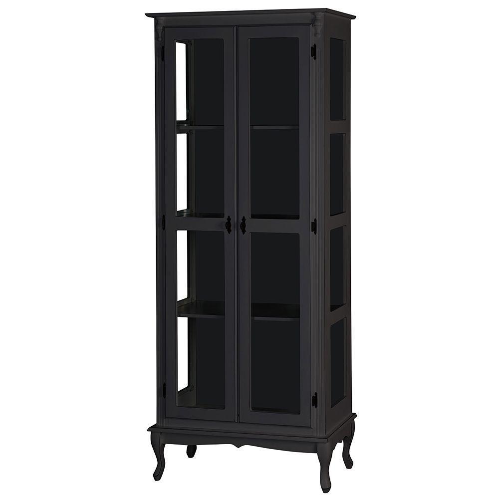 Cristaleira Luiz Xv com 3 Prateleiras Preta - 1