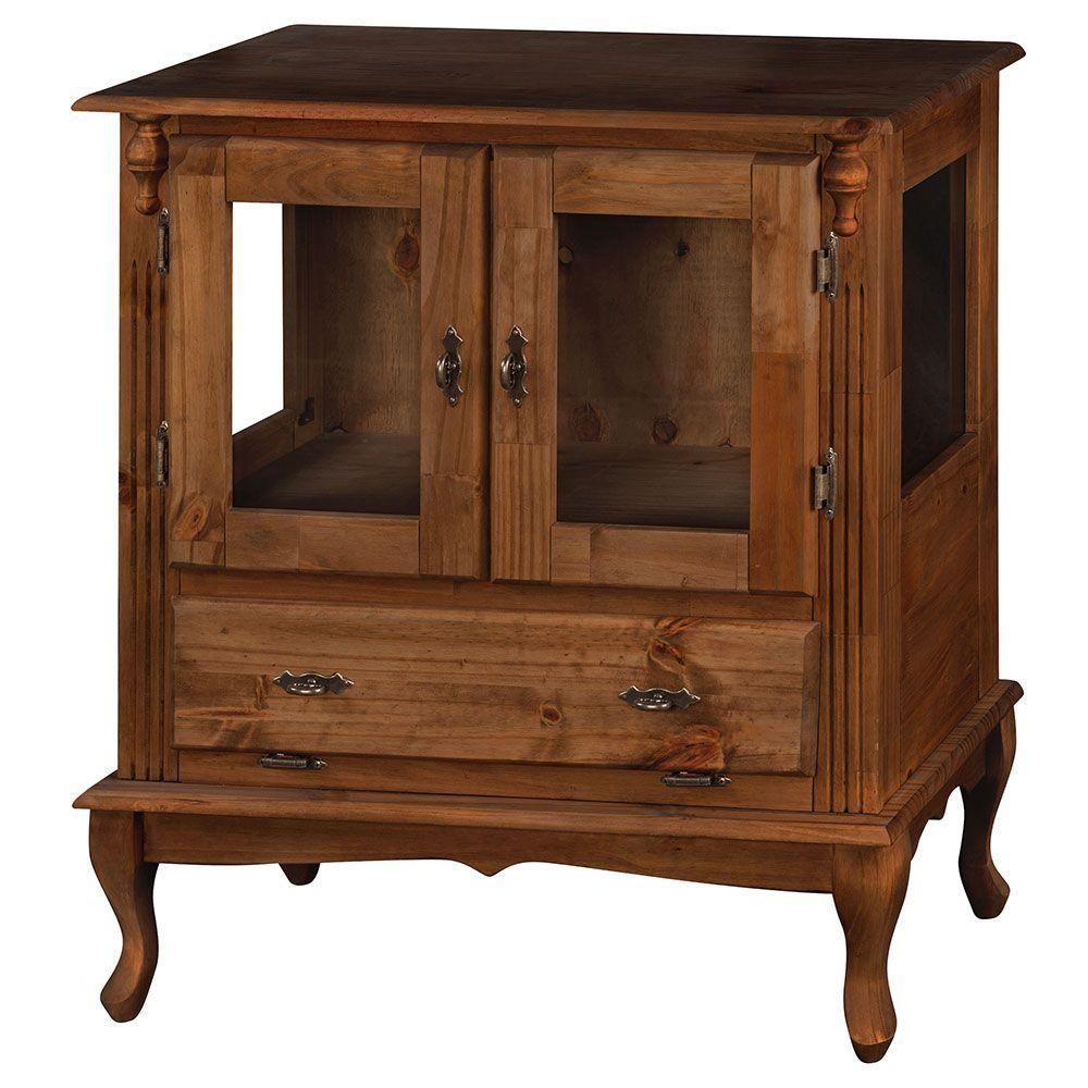 Cristaleira Baixa 2 Portas de Vidro e 1 Gaveta Castanho - 1