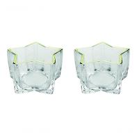 Jogo 2 Porta Velas Castiçal Estrela Vidro Borda Dourada - 1