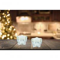 Jogo 2 Porta Velas Castiçal Estrela Vidro Borda Dourada - 4