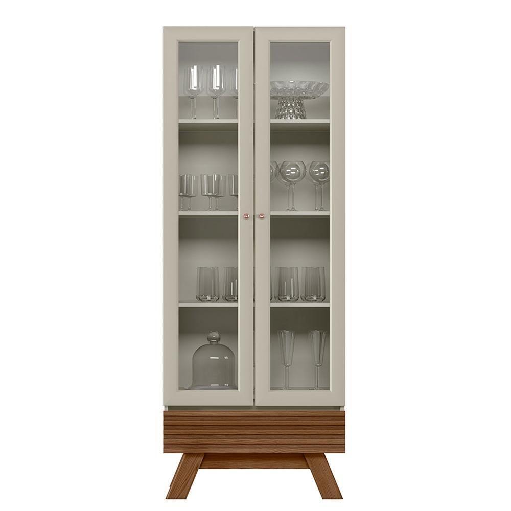 Cristaleira 2 Portas 1 Gaveta Geórgia Off White Freijó - 1