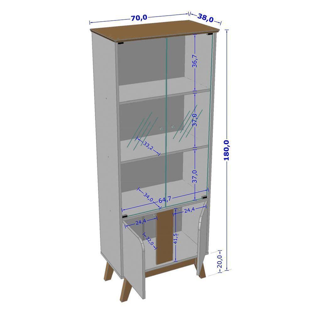 Cristaleira Com 4 Portas Off White Cinamomo - 3