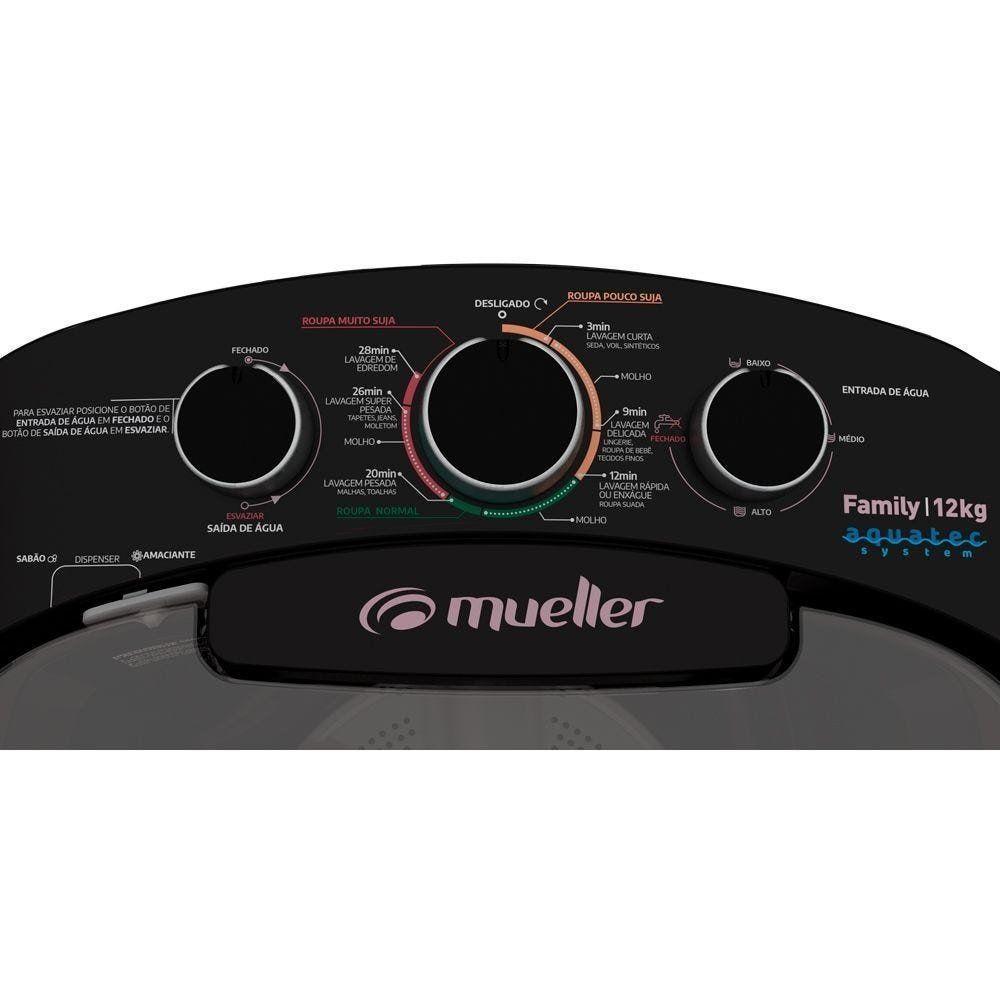 Lavadora Semiautomática Family Com Aquatec 12kg Preta 220v - 6