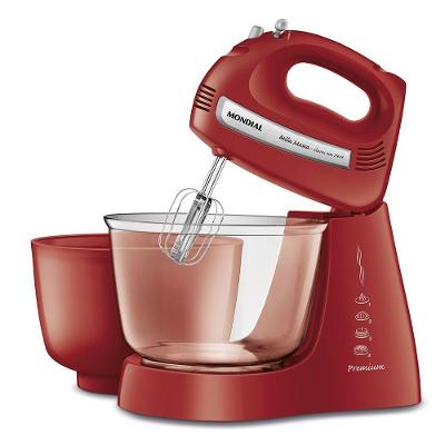 Batedeira Convencional Mondial B-55-R Bella Massa Inox 4L 500W Vermelho 110V