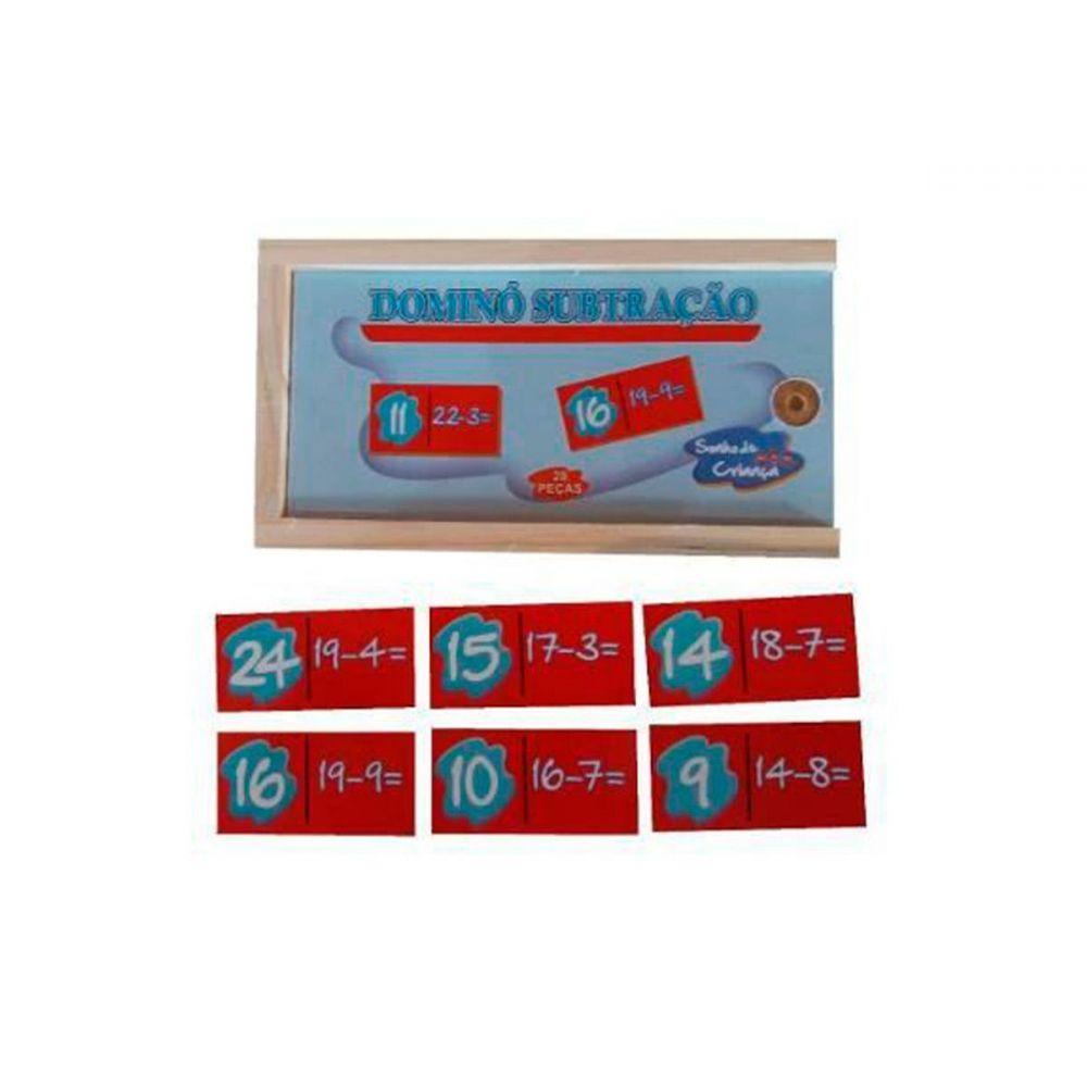 Jogo de Dominó Subtração em Mdf 28 Peças - 2