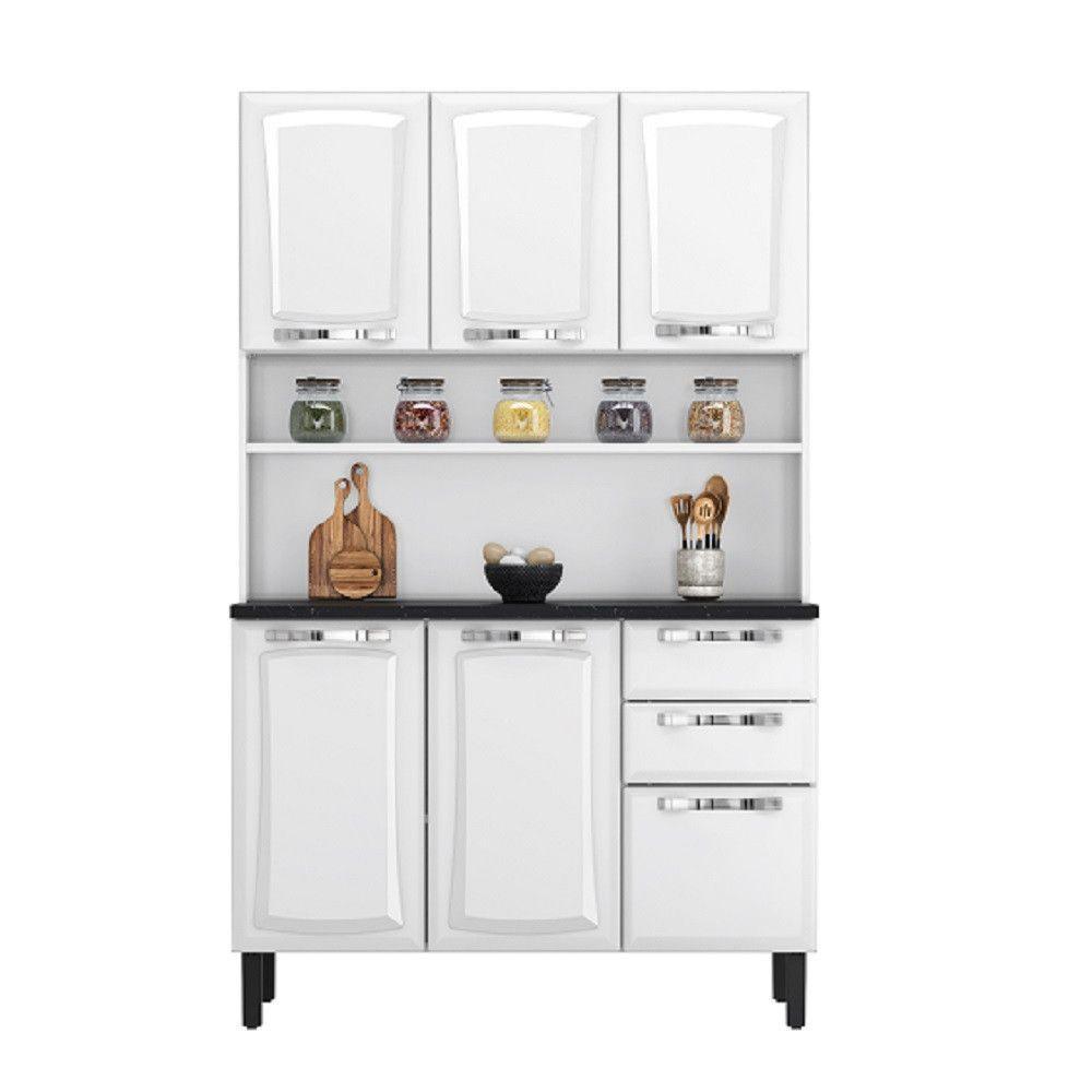 Armário De Cozinha Pratika 120cm 6 Portas E 2 Gavetas Itatiaia Branco Neve - 1