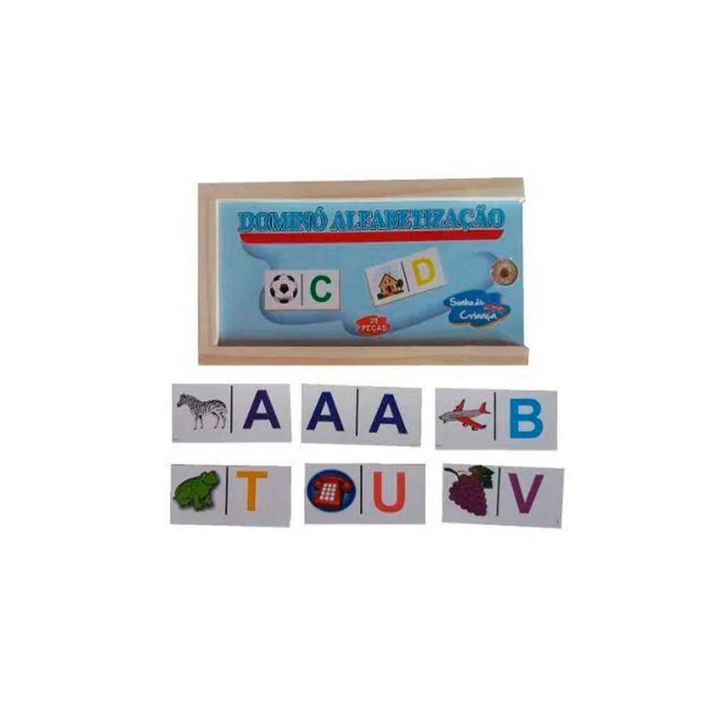 Jogo de Dominó Alfabetização em Mdf 28 Peças - 2
