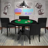 Mesa de Jogos Carteado Redonda Montreal Tampo Reversível Preto com 4 Cadeiras Vicenza Preto Fosco Gran Belo - 7