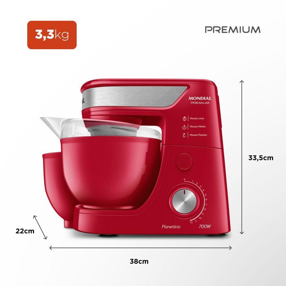 Batedeira Planetária Mondial Premium Bp-01p-r 220v vermelho - 3