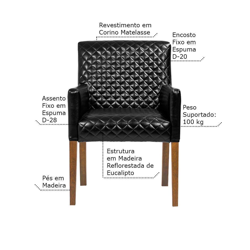 Mesa de Jogos Carteado Redonda Montreal Tampo Reversível Preto com 4 Cadeiras Liverpool Corino Preto Matelassê Gran Belo - 9
