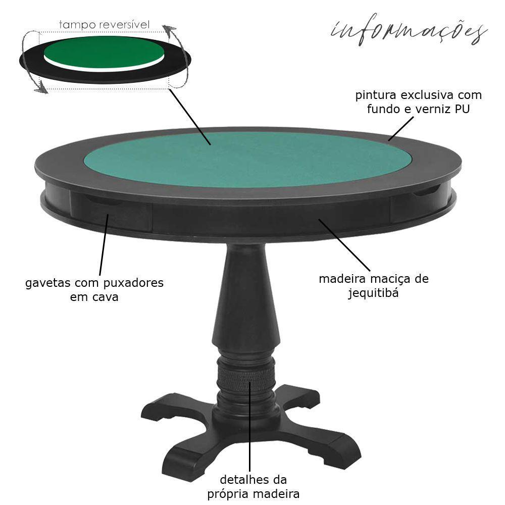 Mesa de Jogos Carteado Victoria Redonda Tampo Reversível Preto com 4 Cadeiras Vicenza Nude Gran Belo - 10