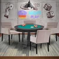 Mesa de Jogos Carteado Victoria Redonda Tampo Reversível Preto com 4 Cadeiras Vicenza Nude Gran Belo - 9