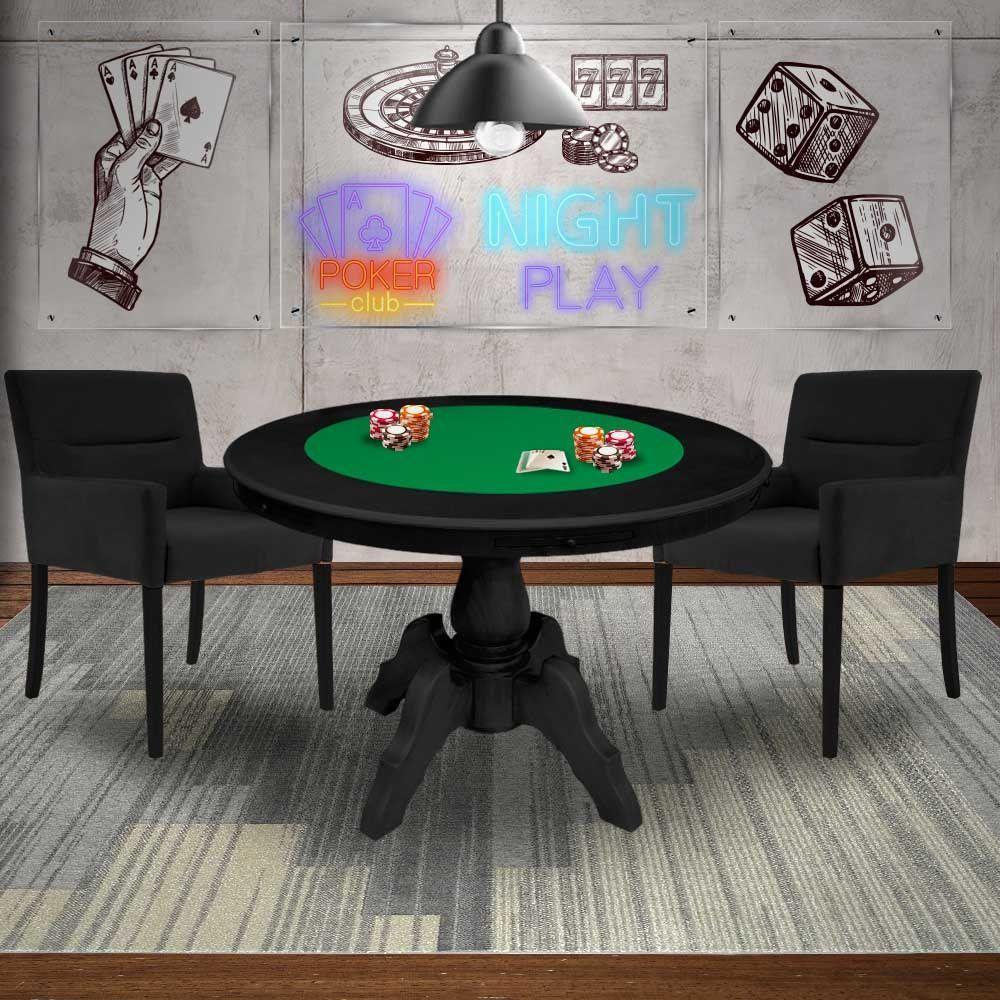 Mesa de Jogos Carteado Redonda com 2 Cadeiras - 8